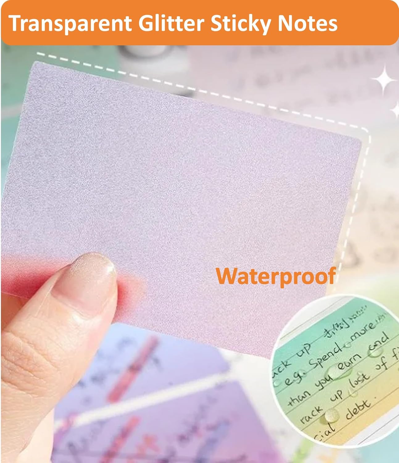 (4 Pack) Glitter Sticky Note, Cute Monster Box,105 Sheets/Roll Fun Cute Sparkle Pull-Out Memo Pads, Cute Self Adhesive Memo Pads, Transparent Glitter Sticky Notes, Small to Do List (4pcs-Cute Monster)