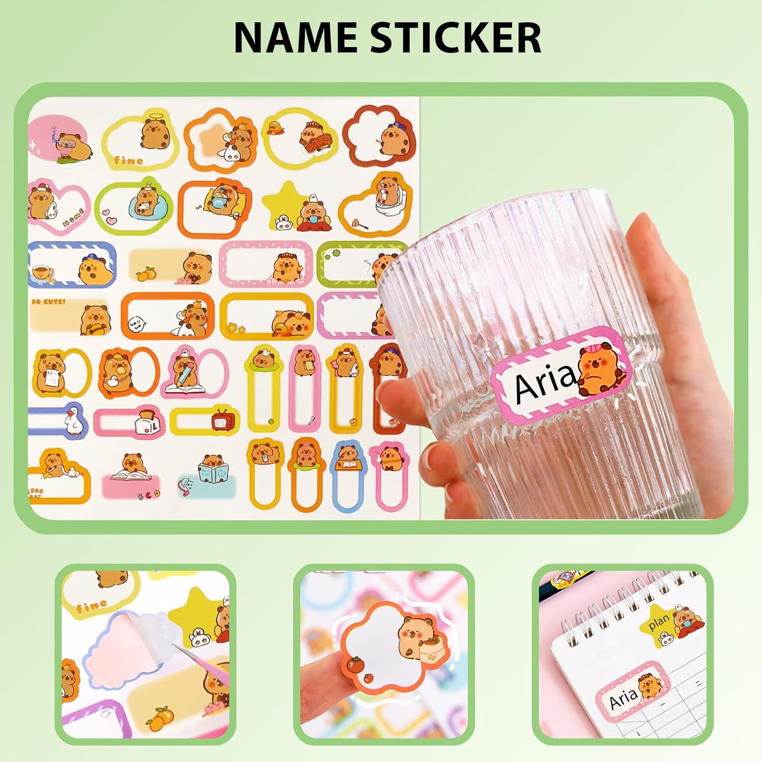 10 PCS Capybara Plastic Folders for Document, A4,Letter Size File Envelopes with Snap Closure, Decorative File Folders Cute File Folder with Name Tags Sticker Capybara Stickers for School Office