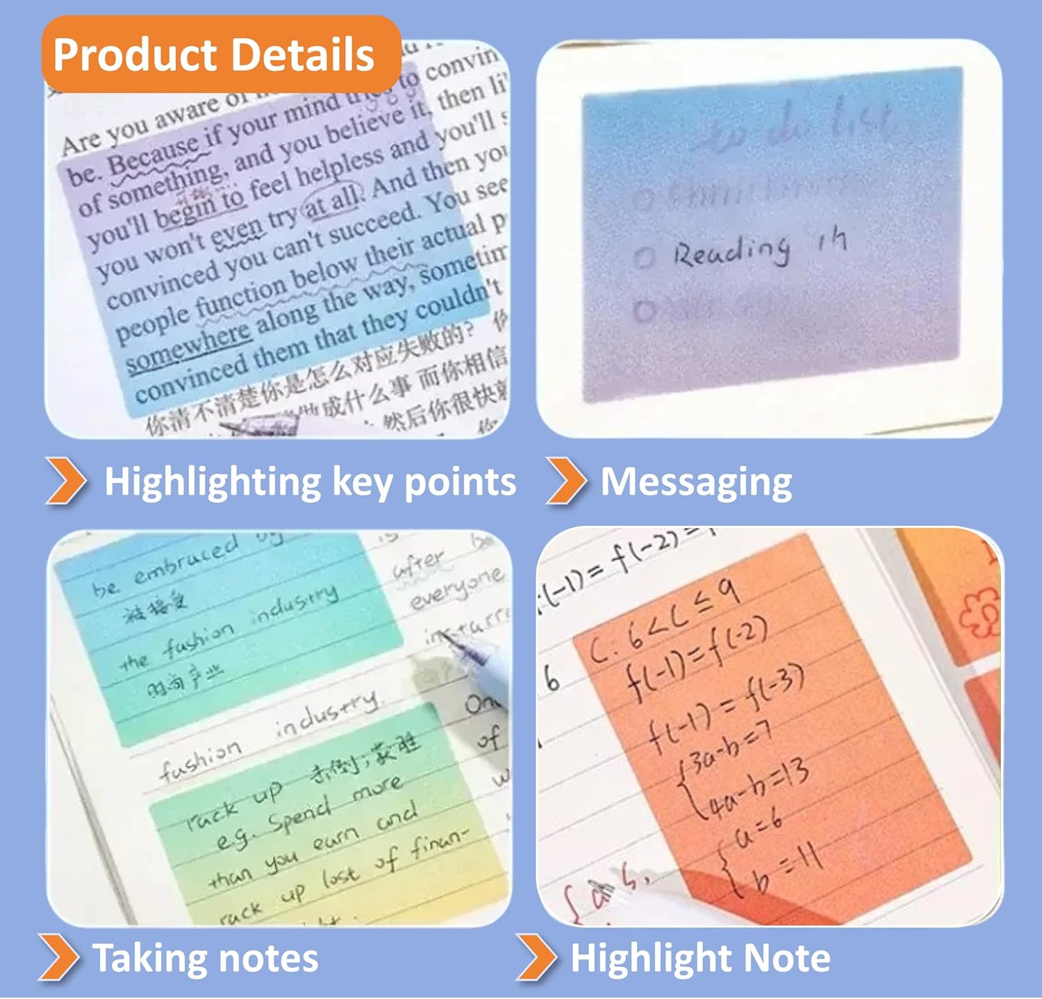 (4 Pack) Glitter Sticky Note, Cute Monster Box,105 Sheets/Roll Fun Cute Sparkle Pull-Out Memo Pads, Cute Self Adhesive Memo Pads, Transparent Glitter Sticky Notes, Small to Do List (4pcs-Cute Monster)