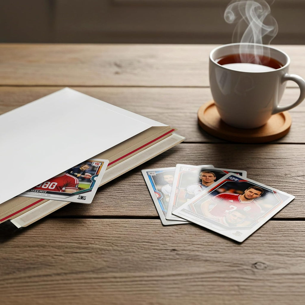 10 Pack 6x6 Inch Rigid Mailers – 420 GSM Self Seal Stay Flat Cardboard Envelopes for CDs, DVDs, Photos, Documents – Tear Strip, Do Not Bend Labels – Square Card Mailers & Shipping Envelopes (White)