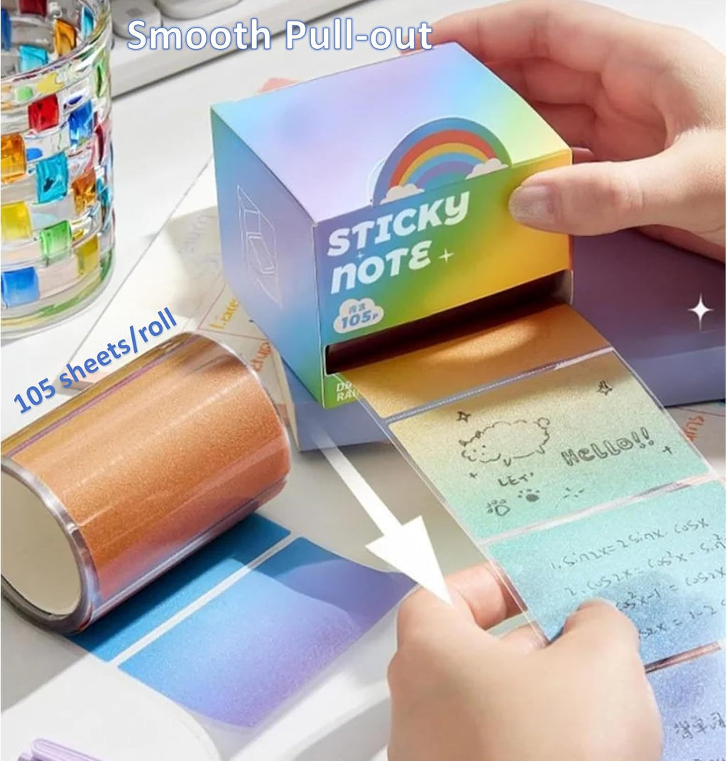 (4 Pack) Glitter Sticky Note, Cute Monster Box,105 Sheets/Roll Fun Cute Sparkle Pull-Out Memo Pads, Cute Self Adhesive Memo Pads, Transparent Glitter Sticky Notes, Small to Do List (4pcs-Cute Monster)