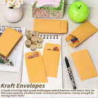 1000 Pack Small Coin Envelope 4.25x 2.5in Gold Kraft Money Envelope Small Cash Envelopes Mini Key Envelopes with Gummed Flap for Home and Office Use