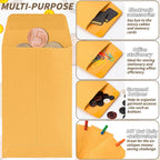 1000 Pack Small Coin Envelope 4.25x 2.5in Gold Kraft Money Envelope Small Cash Envelopes Mini Key Envelopes with Gummed Flap for Home and Office Use