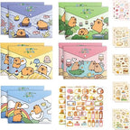 10 PCS Capybara Plastic Folders for Document, A4,Letter Size File Envelopes with Snap Closure, Decorative File Folders Cute File Folder with Name Tags Sticker Capybara Stickers for School Office